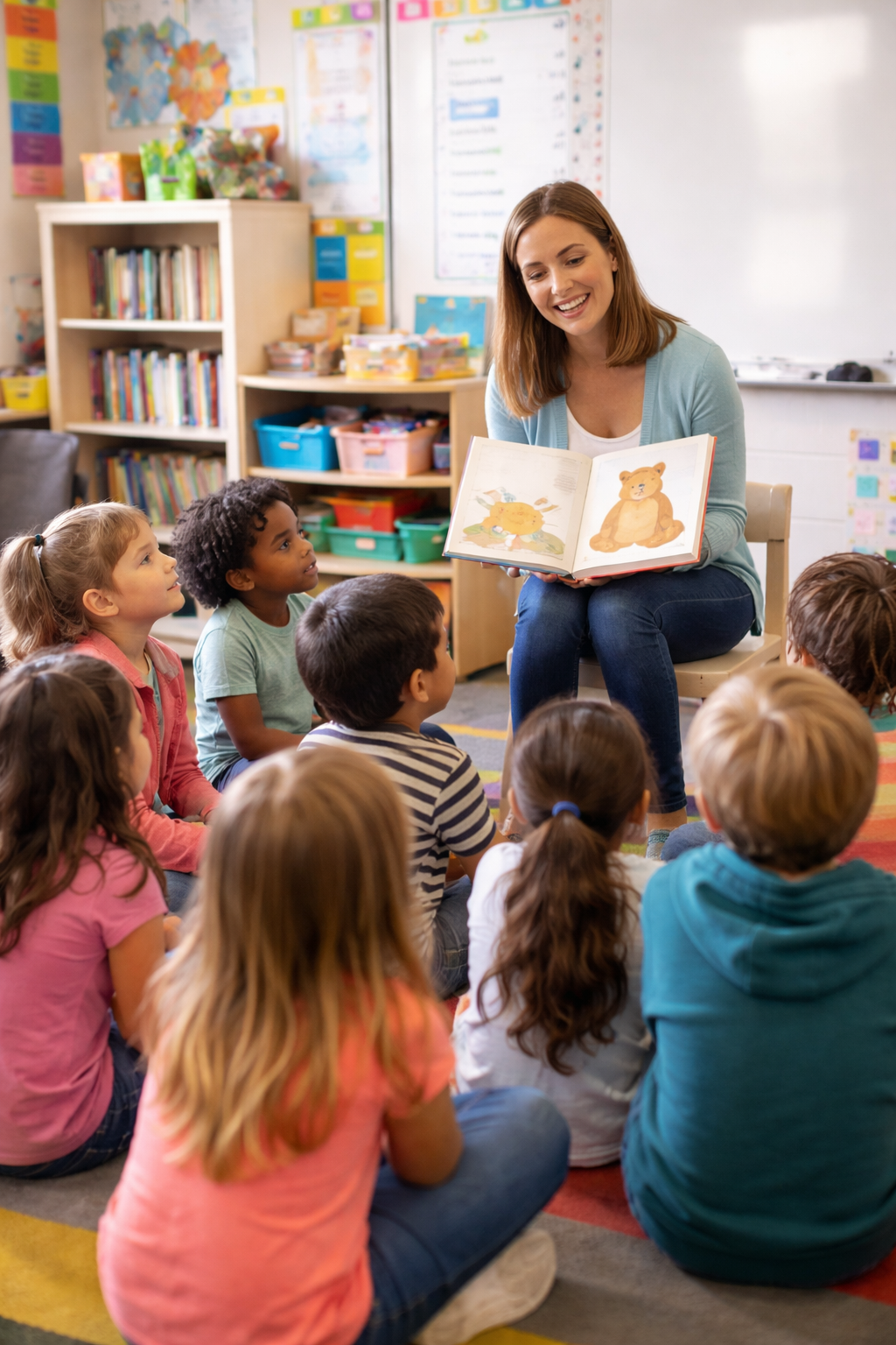 Teacher reading with students